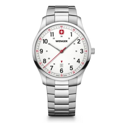 שעון City Sport רצועת מתכת ולוח לבן 42 מ