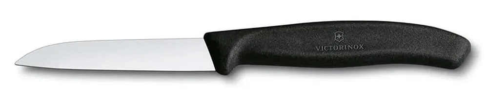 סכין ירקות קצרה להב שפיץ חלק ישר swiss classic- שחור