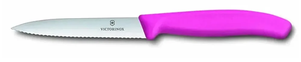 סכין ירקות שוויצרית, להב שפיץ משונן – ורוד