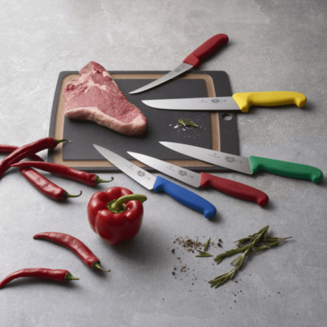 סכין שף צרה 22 ידית Fibrox - כחול ואדום