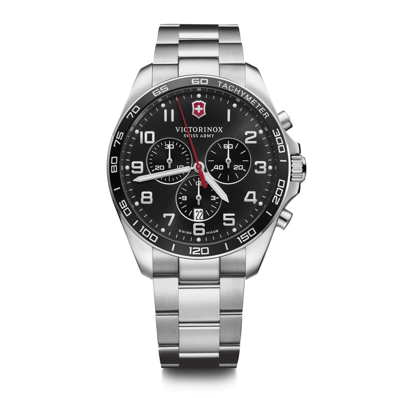 FieldForce Classic Chrono לוח שחור רצועת מתכת 42 מ"מ