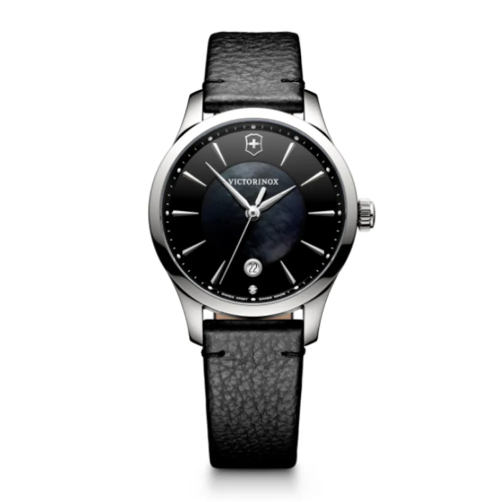 Alliance רצועת עור שחורה ולוח שחור 35 מ”מ