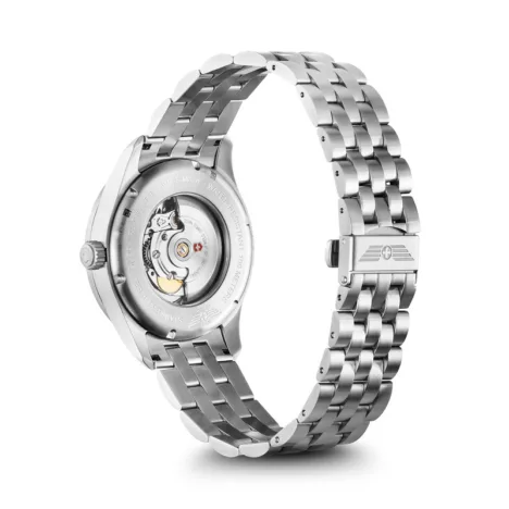 שעון Airboss Mechanical לוח שחור רצועת מתכת אל חלד 42 מ