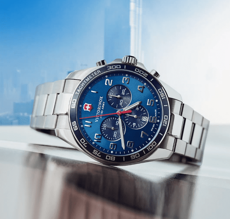 FieldForce Classic Chrono לוח כחול רצועת מתכת 42 מ"מ