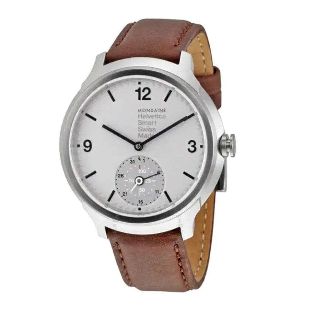 שעון מונדיין Helvetica- רצועת עור חומה 44 מ”מ
