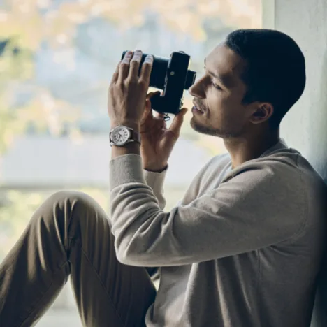 שעון Terragraph רצועת עור חומה לוח לבן 43 מ