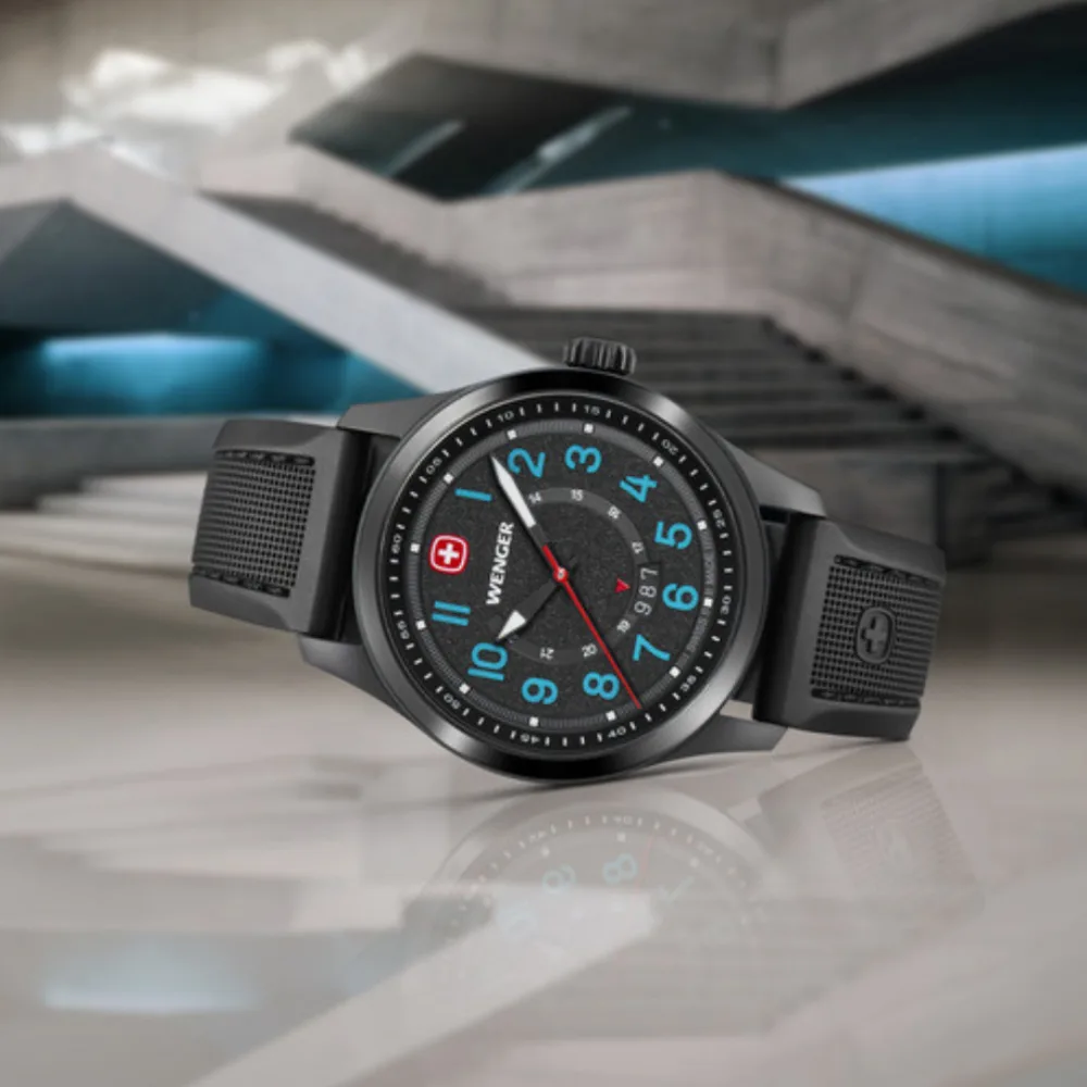 שעון Terragraph רצועת סיליקון שחורה לוח שחור מסגרת מושחרת 43 מ"מ