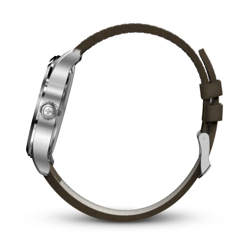 שעון Terragraph רצועת עור חומה לוח לבן 43 מ"מ