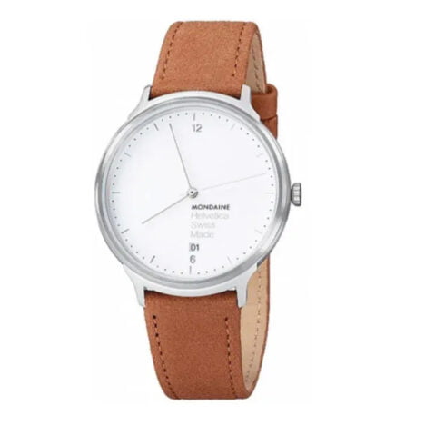 שעון מונדיין Helvetica- רצועת עור חומה 38 מ