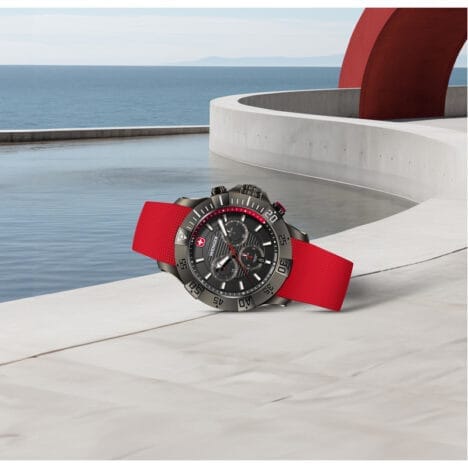 שעון Seaforce Chrono Black ice רצועת סיליקון אדומה 43 מ