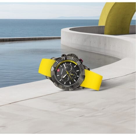 שעון Seaforce Chrono Black ice רצועת סיליקון צהובה 43 מ