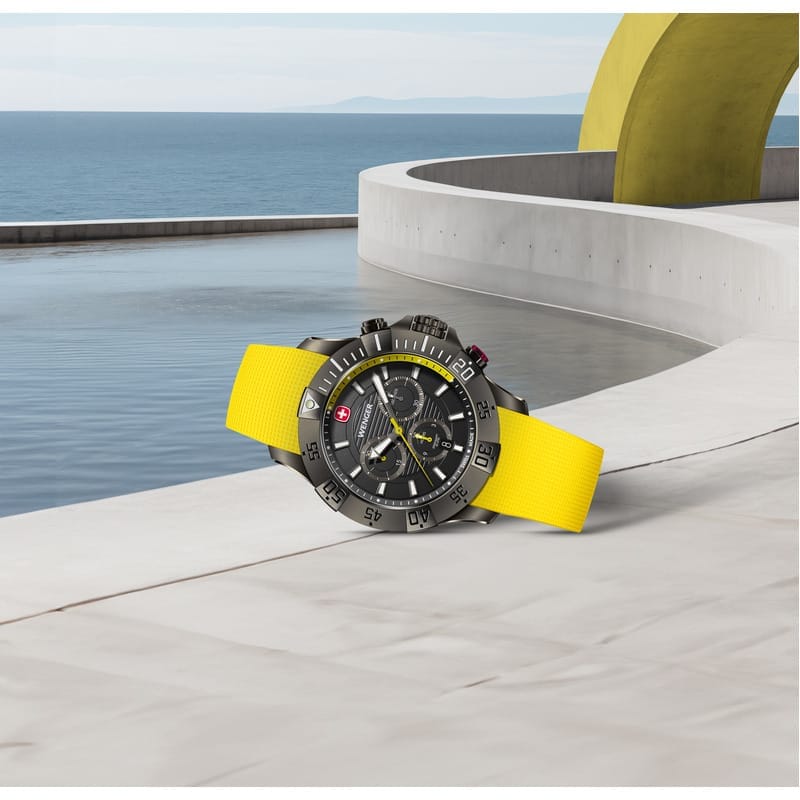 שעון Seaforce Chrono Black ice רצועת סיליקון צהובה 43 מ"מ